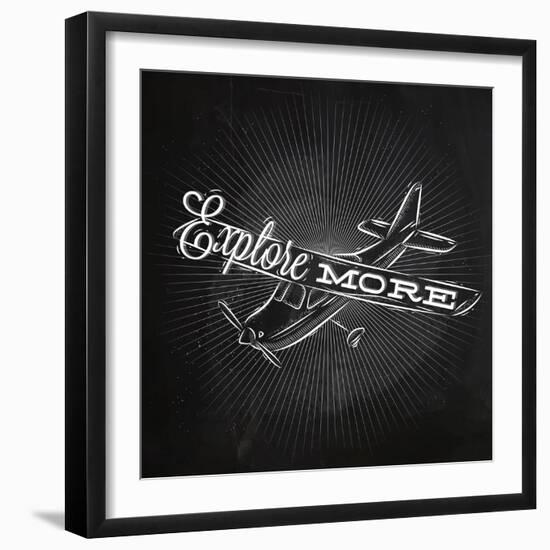 Tourist Poster Plane Chalk-anna42f-Framed Art Print