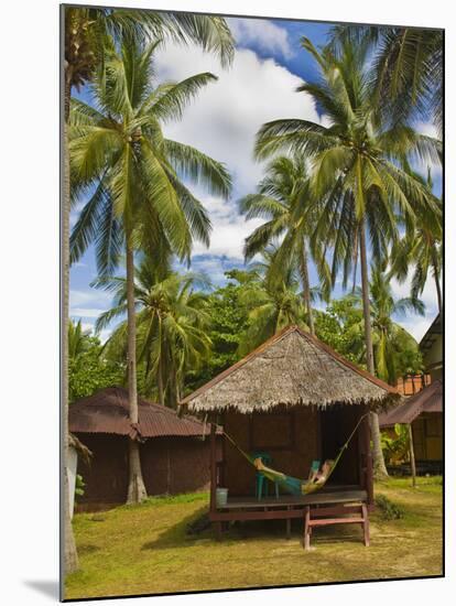 Tourist Relaxing in a Hammock on a Bamboo Beach Hut on the Thai Island of Koh Lanta, South Thailand-Matthew Williams-Ellis-Mounted Photographic Print