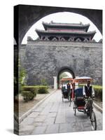 Tourist Rickshaw at a City Gate Watch Tower, Qufu City, Shandong Province, China-Kober Christian-Stretched Canvas