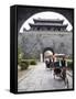 Tourist Rickshaw at a City Gate Watch Tower, Qufu City, Shandong Province, China-Kober Christian-Framed Stretched Canvas