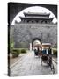 Tourist Rickshaw at a City Gate Watch Tower, Qufu City, Shandong Province, China-Kober Christian-Stretched Canvas
