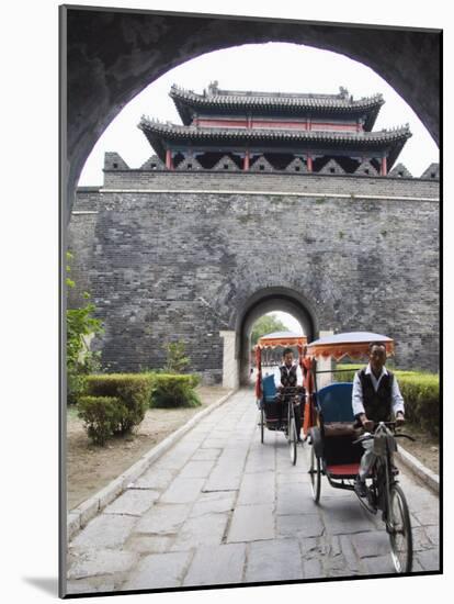 Tourist Rickshaw at a City Gate Watch Tower, Qufu City, Shandong Province, China-Kober Christian-Mounted Photographic Print