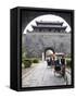 Tourist Rickshaw at a City Gate Watch Tower, Qufu City, Shandong Province, China-Kober Christian-Framed Stretched Canvas