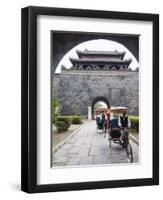Tourist Rickshaw at a City Gate Watch Tower, Qufu City, Shandong Province, China-Kober Christian-Framed Premium Photographic Print