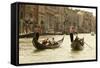 Tourist Ride in Gondolas on the Grand Canal in Venice, Italy-David Noyes-Framed Stretched Canvas