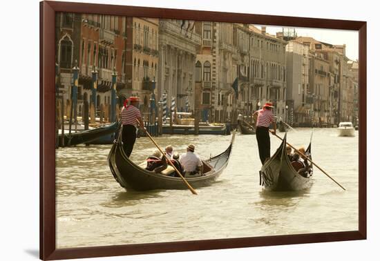 Tourist Ride in Gondolas on the Grand Canal in Venice, Italy-David Noyes-Framed Photographic Print