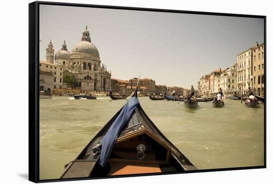 Tourist Ride in Gondolas on the Grand Canal in Venice, Italy-David Noyes-Framed Stretched Canvas