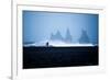 Tourist running on Black Sand Beach, Iceland, Polar Regions-John Alexander-Framed Photographic Print