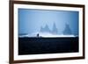 Tourist running on Black Sand Beach, Iceland, Polar Regions-John Alexander-Framed Photographic Print