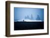 Tourist running on Black Sand Beach, Iceland, Polar Regions-John Alexander-Framed Photographic Print