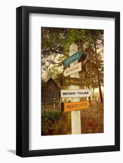 Tourist Sign in Corolla in the Outer Banks with a Vintage Texture Overlay-pdb1-Framed Photographic Print