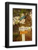 Tourist Sign in Corolla in the Outer Banks with a Vintage Texture Overlay-pdb1-Framed Photographic Print