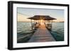 Tourist Sitting on Wooden Jetty While Watching a Stunning Sunrise on the Sea. Togean (Or Togian) Is-Fabio Lamanna-Framed Premium Photographic Print