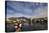 Tourist Soaking in a Hot Spring-Paul Souders-Stretched Canvas