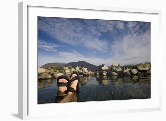 Tourist Soaking in a Hot Spring-Paul Souders-Framed Photographic Print