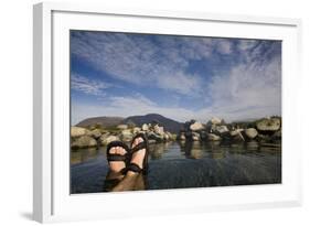 Tourist Soaking in a Hot Spring-Paul Souders-Framed Photographic Print