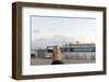 Tourist Taking a Photo of Queen Mary 2 in the Dry Dock, Detail, Fish Market-Axel Schmies-Framed Photographic Print