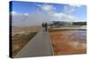 Tourist Taking a Photograph of Grand Prismatic Spring-Eleanor Scriven-Stretched Canvas