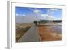 Tourist Taking a Photograph of Grand Prismatic Spring-Eleanor Scriven-Framed Photographic Print