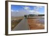 Tourist Taking a Photograph of Grand Prismatic Spring-Eleanor Scriven-Framed Photographic Print