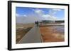 Tourist Taking a Photograph of Grand Prismatic Spring-Eleanor Scriven-Framed Photographic Print