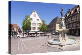 Tourist Train, Fontaine Roesselmann, Place Des Six-Montagnes-Noires, Colmar, Alsace, France, Europe-Markus Lange-Stretched Canvas