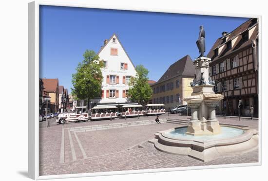 Tourist Train, Fontaine Roesselmann, Place Des Six-Montagnes-Noires, Colmar, Alsace, France, Europe-Markus Lange-Framed Photographic Print