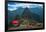 Tourist under the Shade of A Red Umbrella Looking at Machu Picchu-Mark Skalny-Framed Photographic Print