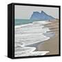 Tourist Walking Toward Gibraltar, Alcaidesa Beach, Near Sotogrande, Andalucia, Spain, Europe-Giles Bracher-Framed Stretched Canvas