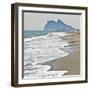 Tourist Walking Toward Gibraltar, Alcaidesa Beach, Near Sotogrande, Andalucia, Spain, Europe-Giles Bracher-Framed Photographic Print