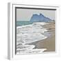 Tourist Walking Toward Gibraltar, Alcaidesa Beach, Near Sotogrande, Andalucia, Spain, Europe-Giles Bracher-Framed Photographic Print