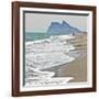 Tourist Walking Toward Gibraltar, Alcaidesa Beach, Near Sotogrande, Andalucia, Spain, Europe-Giles Bracher-Framed Photographic Print