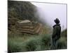 Tourist Watches Clouds Swirl Around Mountains, Inca Trail, Peru, South America-Jane Sweeney-Mounted Photographic Print