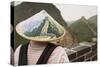 Tourist Wearing Illustrated Conical Hat on the Great Wall-Paul Souders-Stretched Canvas