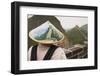 Tourist Wearing Illustrated Conical Hat on the Great Wall-Paul Souders-Framed Photographic Print