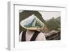 Tourist Wearing Illustrated Conical Hat on the Great Wall-Paul Souders-Framed Photographic Print