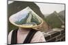 Tourist Wearing Illustrated Conical Hat on the Great Wall-Paul Souders-Mounted Photographic Print