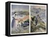 Touristic Posters of Paris-Lyon-Mediterranee, Geneve and Mount Pelvoux-null-Framed Stretched Canvas