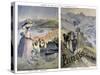 Touristic Posters of Paris-Lyon-Mediterranee, Geneve and Mount Pelvoux-null-Stretched Canvas