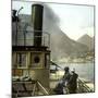 Tourists Aboard a Steamboat Off the Coast of Argegno (Italy) Wide, on the Banks of Lake Como-Leon, Levy et Fils-Mounted Photographic Print