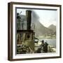 Tourists Aboard a Steamboat Off the Coast of Argegno (Italy) Wide, on the Banks of Lake Como-Leon, Levy et Fils-Framed Photographic Print