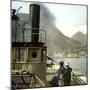 Tourists Aboard a Steamboat Off the Coast of Argegno (Italy) Wide, on the Banks of Lake Como-Leon, Levy et Fils-Mounted Photographic Print