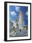 Tourists admiring the Renaissance fountain and the Leaning Tower of Pisa in summer-Roberto Moiola-Framed Photographic Print