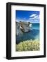 Tourists admiring the sea from natural stone arch on cliff, Torre Sant'Andrea-Roberto Moiola-Framed Photographic Print