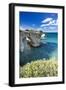 Tourists admiring the sea from natural stone arch on cliff, Torre Sant'Andrea-Roberto Moiola-Framed Photographic Print