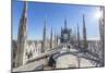 Tourists among the white marble spiers on the top of the Duomo, Milan, Lombardy, Italy, Europe-Roberto Moiola-Mounted Photographic Print