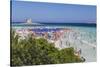 Tourists and beach umbrellas at La Pelosa Beach, Stintino, Asinara Nat'l Park, Sardinia, Italy-Roberto Moiola-Stretched Canvas
