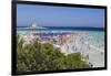 Tourists and beach umbrellas at La Pelosa Beach, Stintino, Asinara Nat'l Park, Sardinia, Italy-Roberto Moiola-Framed Photographic Print