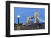 Tourists and Passers by Stop to Take Pictures of Tower Bridge at Dusk-Charlie Harding-Framed Photographic Print