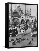 Tourists and Pigeons in Piazza San Marco-Alfred Eisenstaedt-Framed Stretched Canvas